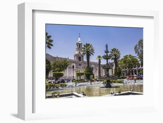 Plaza De Armas Fountain and Basilica Cathedral of Arequipa, Arequipa, Peru, South America-Matthew Williams-Ellis-Framed Photographic Print