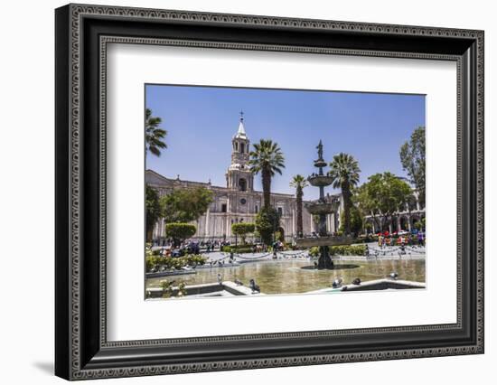 Plaza De Armas Fountain and Basilica Cathedral of Arequipa, Arequipa, Peru, South America-Matthew Williams-Ellis-Framed Photographic Print