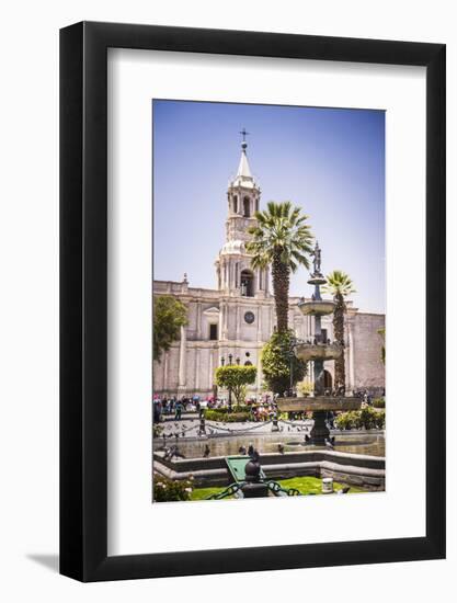 Plaza De Armas Fountain and Basilica Cathedral of Arequipa, Arequipa, Peru, South America-Matthew Williams-Ellis-Framed Photographic Print