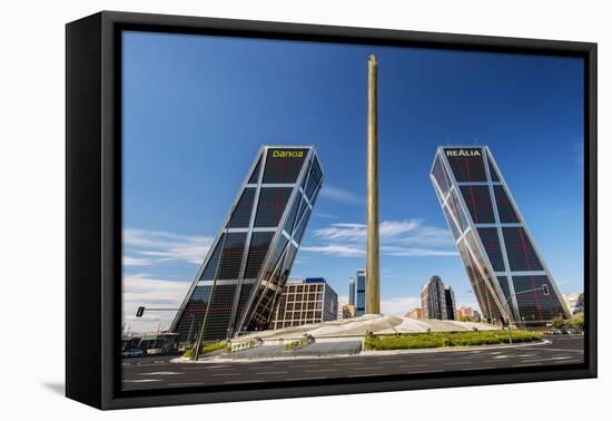 Plaza De Castilla with Puerta De Europa Twin Towers, Madrid, Comunidad De Madrid, Spain-Stefano Politi Markovina-Framed Premier Image Canvas