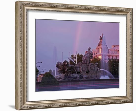 Plaza De Cibeles with Fuente De Cibele at Dusk, Madrid, Spain, Europe-Angelo Cavalli-Framed Photographic Print