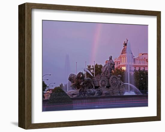 Plaza De Cibeles with Fuente De Cibele at Dusk, Madrid, Spain, Europe-Angelo Cavalli-Framed Photographic Print