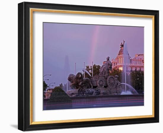 Plaza De Cibeles with Fuente De Cibele at Dusk, Madrid, Spain, Europe-Angelo Cavalli-Framed Photographic Print