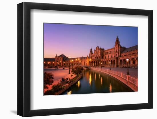 Plaza de Espana in Parque de Maria Luisa at night, Seville, Andalucia, Spain-Karen Deakin-Framed Photographic Print