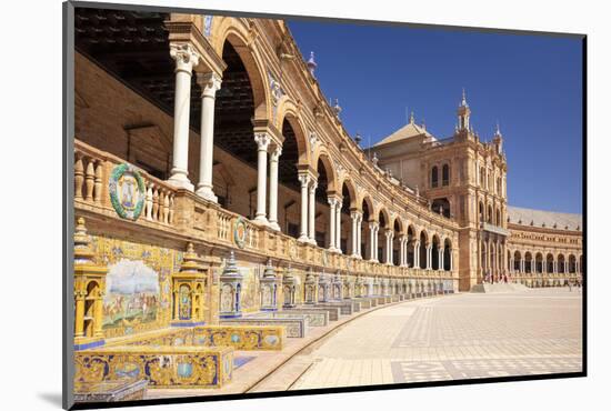 Plaza de Espana with ceramic tiled alcoves and arches, Maria Luisa Park, Seville, Spain-Neale Clark-Mounted Photographic Print