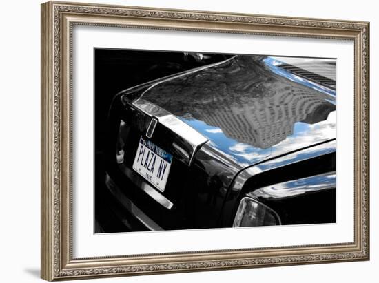 Plaza Hotel Reflection in Rolls Royce-null-Framed Photo