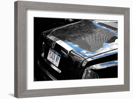 Plaza Hotel Reflection in Rolls Royce-null-Framed Photo