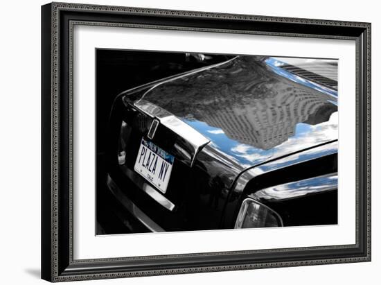 Plaza Hotel Reflection in Rolls Royce-null-Framed Photo