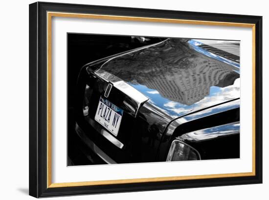 Plaza Hotel Reflection in Rolls Royce-null-Framed Photo