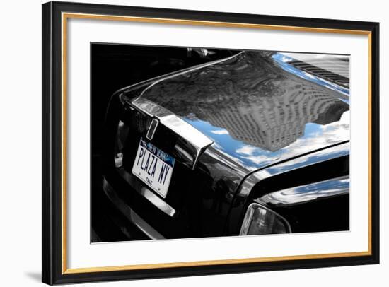 Plaza Hotel Reflection in Rolls Royce-null-Framed Photo