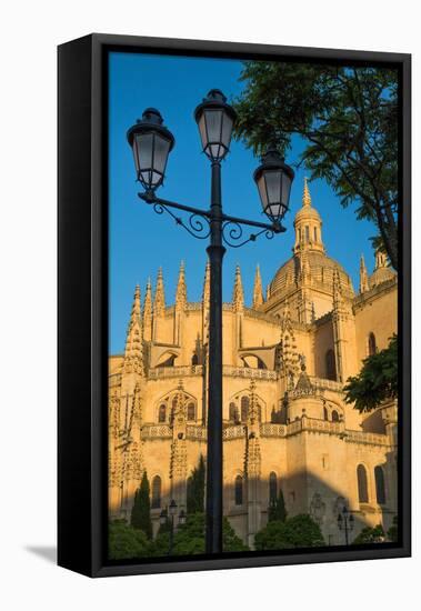 Plaza Mayor and the Imposing Gothic Cathedral of Segovia, Castilla Y Leon, Spain, Europe-Martin Child-Framed Premier Image Canvas