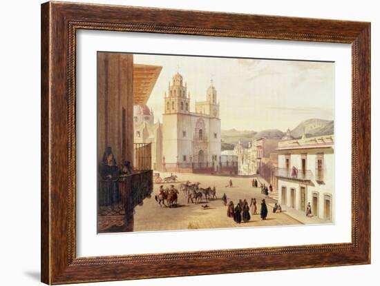 Plaza Mayor De Guonajuato (Coloured Engraving)-Carlos Nebel-Framed Giclee Print