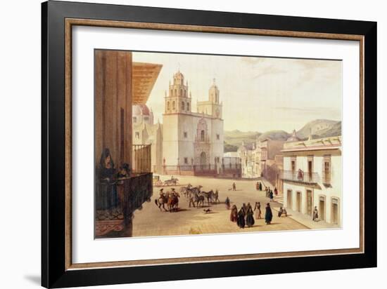 Plaza Mayor De Guonajuato (Coloured Engraving)-Carlos Nebel-Framed Giclee Print