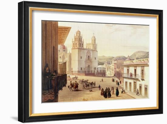 Plaza Mayor De Guonajuato (Coloured Engraving)-Carlos Nebel-Framed Giclee Print