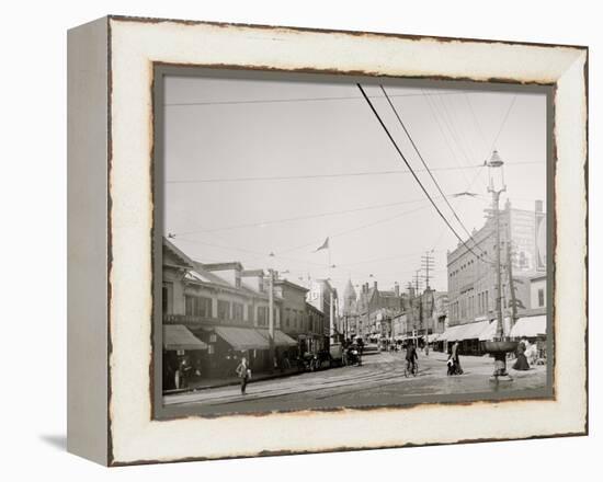 Pleasant St. from Malden Sq., Malden, Mass.-null-Framed Stretched Canvas
