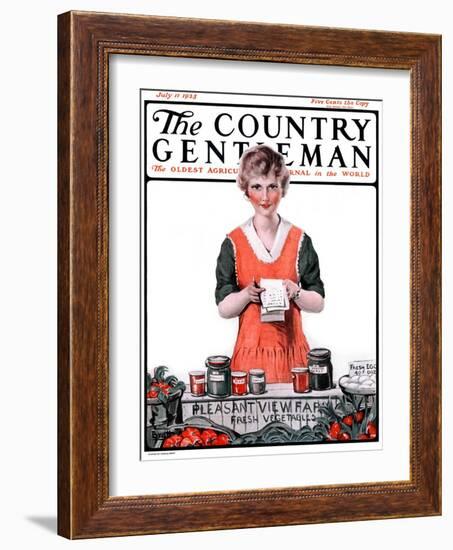 "Pleasant View Farms," Country Gentleman Cover, July 11, 1925-Harold Brett-Framed Giclee Print