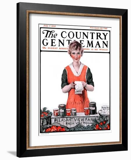 "Pleasant View Farms," Country Gentleman Cover, July 11, 1925-Harold Brett-Framed Giclee Print