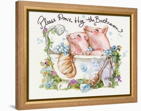 Please Don't Hog The Bathroom Pigs-sylvia pimental-Framed Stretched Canvas