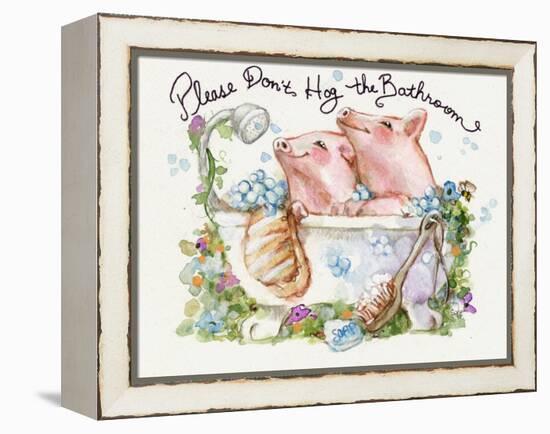 Please Don't Hog The Bathroom Pigs-sylvia pimental-Framed Stretched Canvas