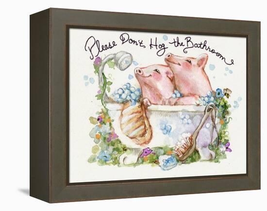 Please Don't Hog The Bathroom Pigs-sylvia pimental-Framed Stretched Canvas