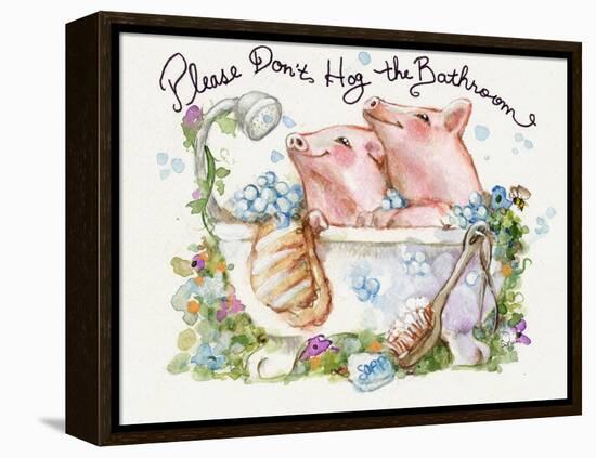Please Don't Hog The Bathroom Pigs-sylvia pimental-Framed Stretched Canvas
