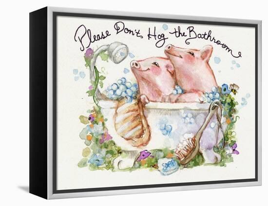 Please Don't Hog The Bathroom Pigs-sylvia pimental-Framed Stretched Canvas