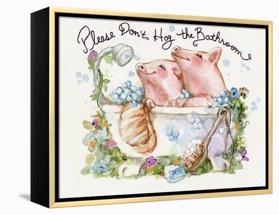 Please Don't Hog The Bathroom Pigs-sylvia pimental-Framed Stretched Canvas