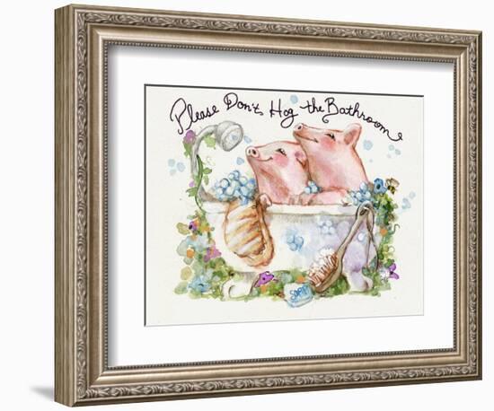 Please Don't Hog The Bathroom Pigs-sylvia pimental-Framed Art Print