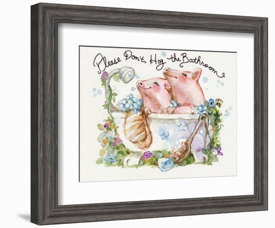 Please Don't Hog The Bathroom Pigs-sylvia pimental-Framed Art Print