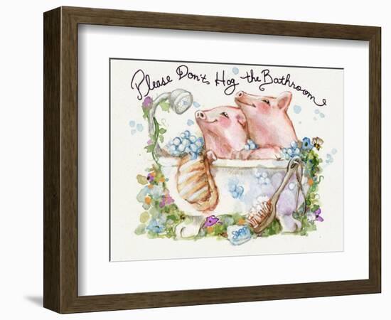Please Don't Hog The Bathroom Pigs-sylvia pimental-Framed Art Print