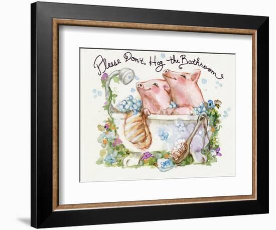 Please Don't Hog The Bathroom Pigs-sylvia pimental-Framed Art Print