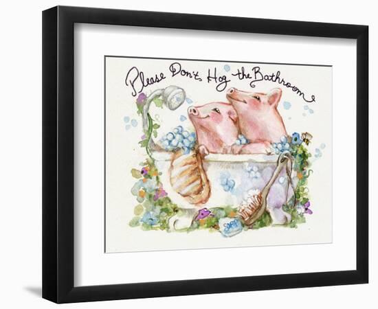 Please Don't Hog The Bathroom Pigs-sylvia pimental-Framed Art Print