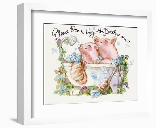 Please Don't Hog The Bathroom Pigs-sylvia pimental-Framed Art Print