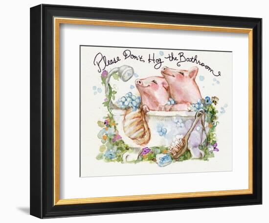 Please Don't Hog The Bathroom Pigs-sylvia pimental-Framed Art Print