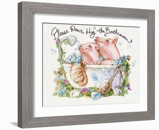 Please Don't Hog The Bathroom Pigs-sylvia pimental-Framed Art Print