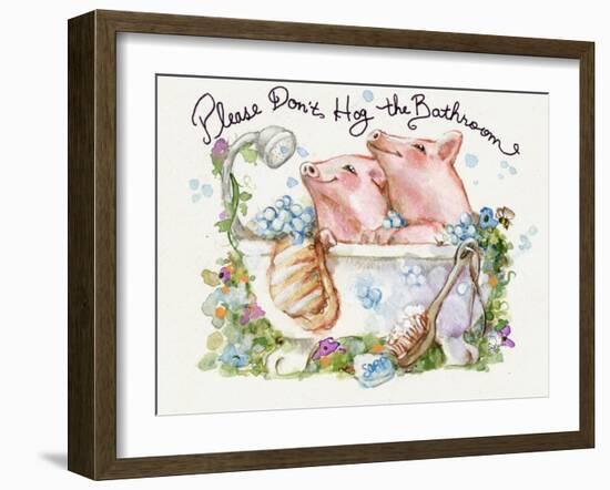 Please Don't Hog The Bathroom Pigs-sylvia pimental-Framed Art Print