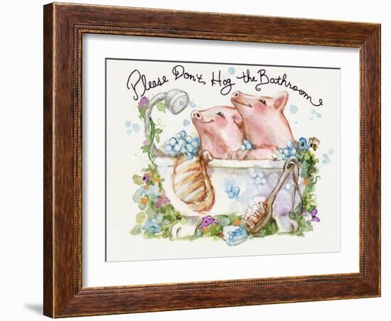 Please Don't Hog The Bathroom Pigs-sylvia pimental-Framed Art Print