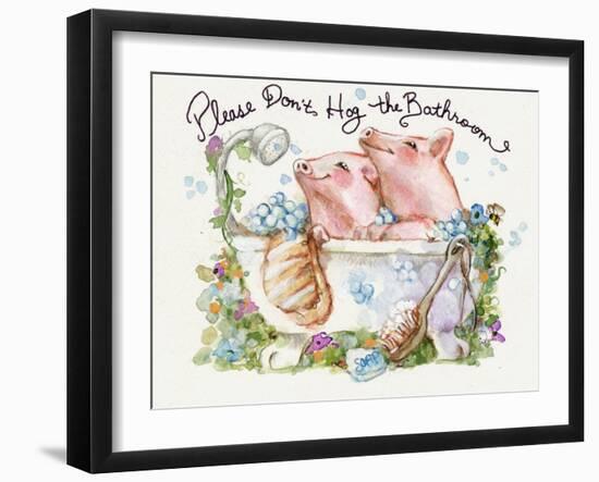 Please Don't Hog The Bathroom Pigs-sylvia pimental-Framed Art Print