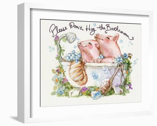 Please Don't Hog The Bathroom Pigs-sylvia pimental-Framed Art Print