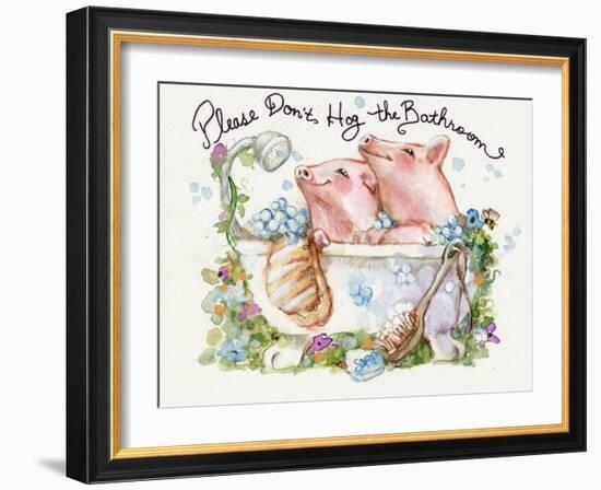 Please Don't Hog The Bathroom Pigs-sylvia pimental-Framed Art Print