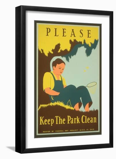 Please Keep the Park Clean, Boy with Net-null-Framed Giclee Print