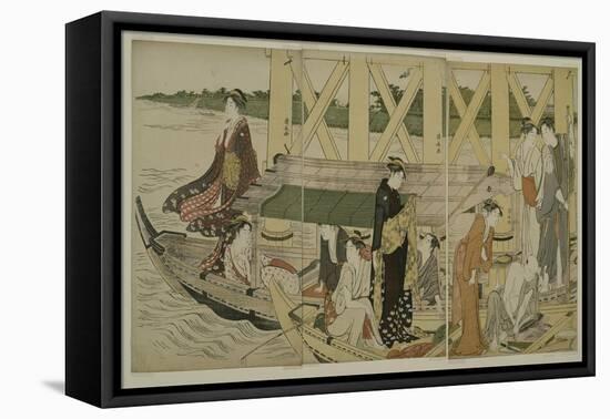 Pleasure Boats Below Azuma Bridge, C.1784-Torii Kiyonaga-Framed Premier Image Canvas