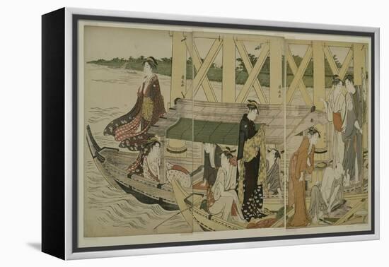 Pleasure Boats Below Azuma Bridge, C.1784-Torii Kiyonaga-Framed Premier Image Canvas