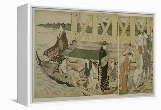 Pleasure Boats Below Azuma Bridge, C.1784-Torii Kiyonaga-Framed Premier Image Canvas