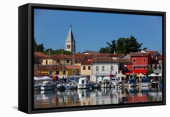 Pleasure Boats, Marina, Novigrad Port, Tower of St. Pelagius Church in the background, Old Town-Richard Maschmeyer-Framed Premier Image Canvas