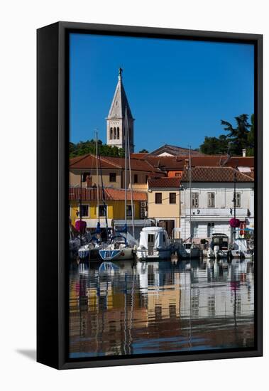 Pleasure Boats, Marina, Novigrad Port, Tower of St. Pelagius Church in the background, Old Town-Richard Maschmeyer-Framed Premier Image Canvas