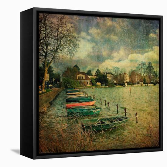 Pleasure Lake with Rowing Boats-Salvatore Elia-Framed Premier Image Canvas