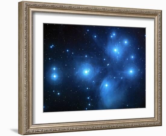 Pleiades Star Cluster (M45)-null-Framed Photographic Print