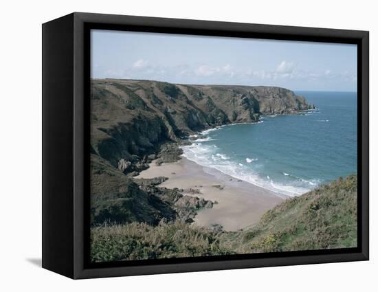 Plemont Bay from Clifftop, Greve Aulancon, Jersey, Channel Islands, United Kingdom-Julian Pottage-Framed Premier Image Canvas