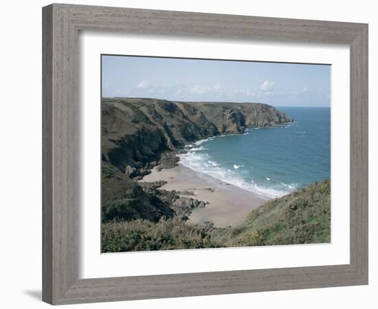 Plemont Bay from Clifftop, Greve Aulancon, Jersey, Channel Islands, United Kingdom-Julian Pottage-Framed Photographic Print